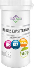 Vitamine B6 + B12 + acide folique 120 gélules (18 MG + 600 mcg + 100 mcg) - SOUL FARM