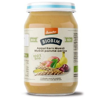 Purée de fruits 10 mois pomme - banane - cerise aux céréales sans sucre ajouté BIO 250 g - BIOBIM