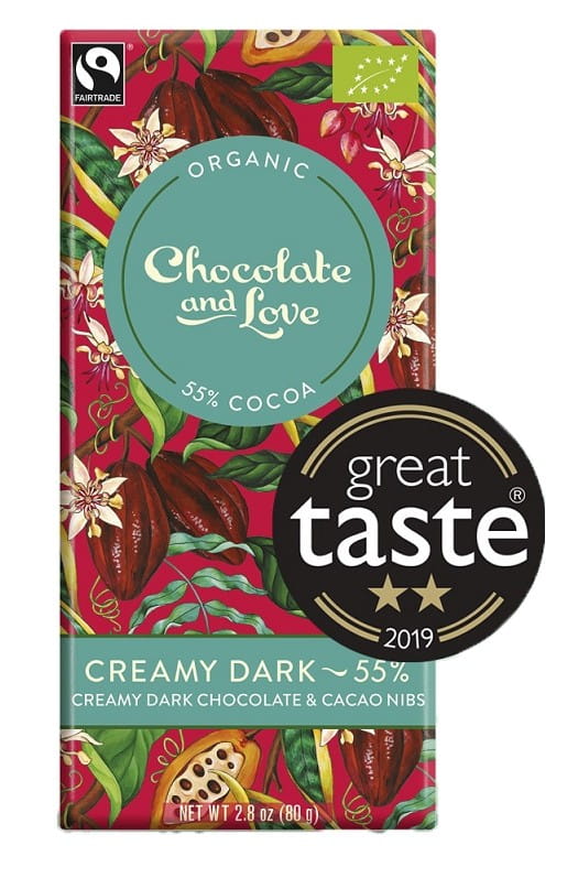 Chocolat noir suisse aux fèves de cacao concassées commerce équitable BIO 80 g - CHOCOLATE AND LOVE