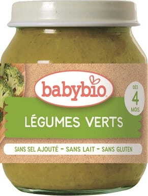 Purée de légumes verts dès 4 mois BIO sans gluten 130 g BABYBIO