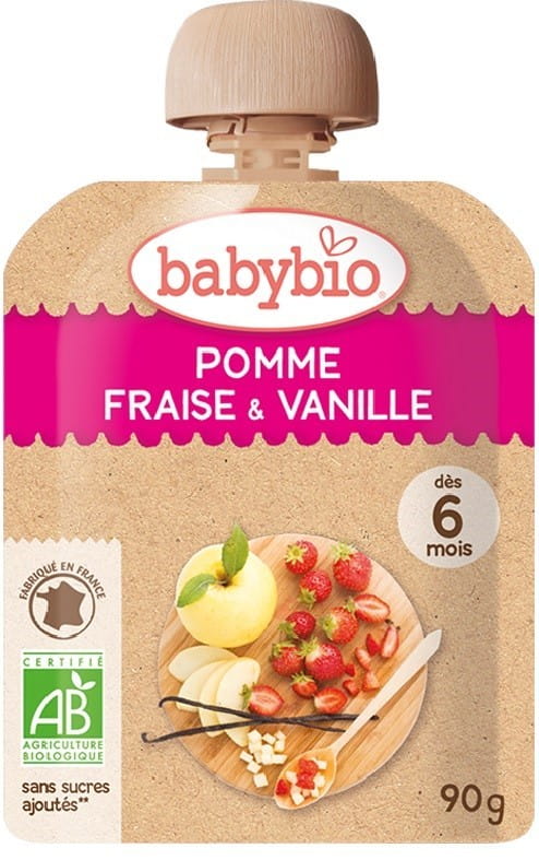 Entremet pomme et fraise vanille à partir de 6 mois 90 g BIO BABYBIO