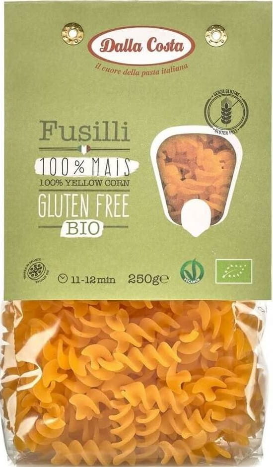 Pâtes (maïs), fusilli, sans gluten BIO 250 g - DALLA COSTA