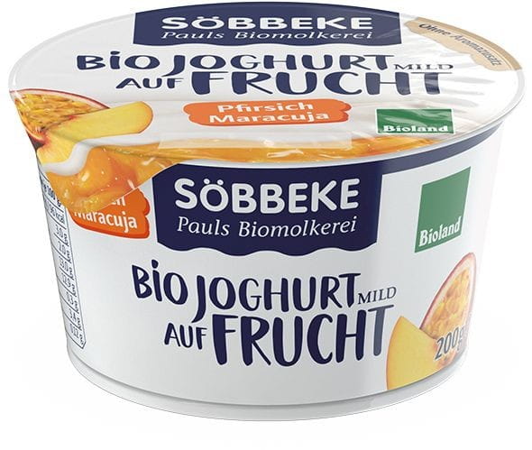 Yaourt entrée pêche - fruit de la passion 38% MG BIO 200 g - SOBBEKE