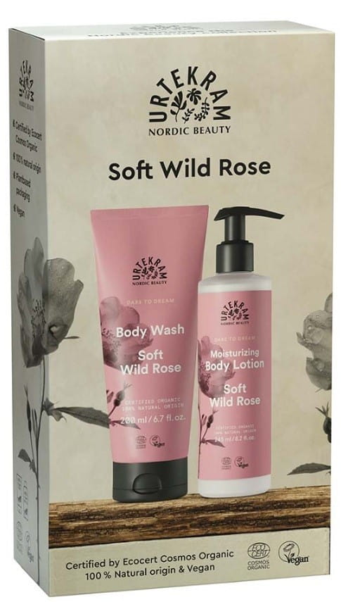 Coffret cadeau gel douche et lotion pour le corps à l'extrait de rose BIO 445ml URTEKRAM