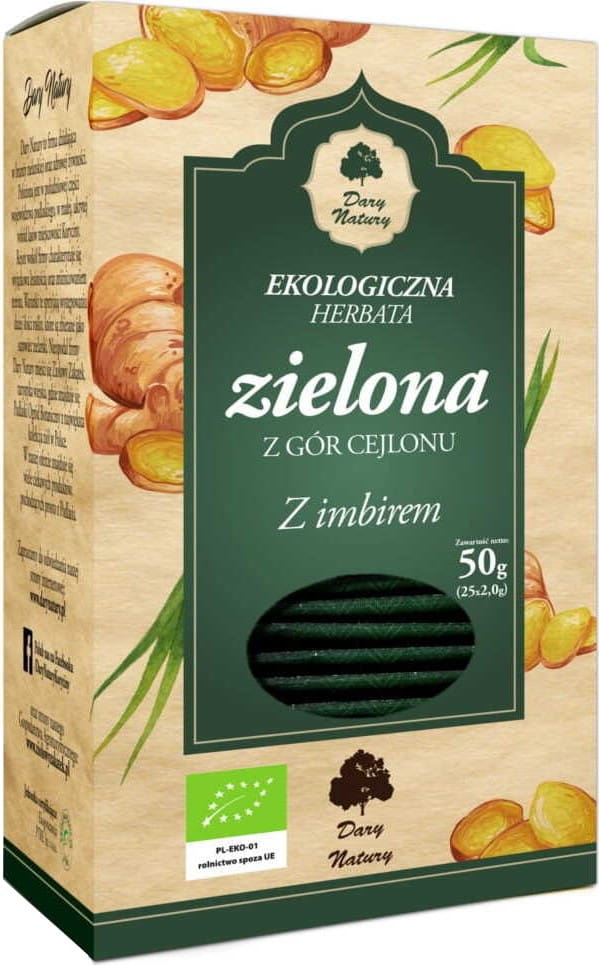 Thé vert au gingembre BIO (25 x 2 g) - CADEAUX DE LA NATURE
