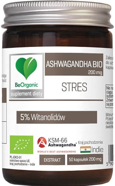 Ashwagandha BIO KSM - 66 ginseng - Ginseng indien 200 MG 5% withanolides stress 50 gélules beorganic MEDICALINE