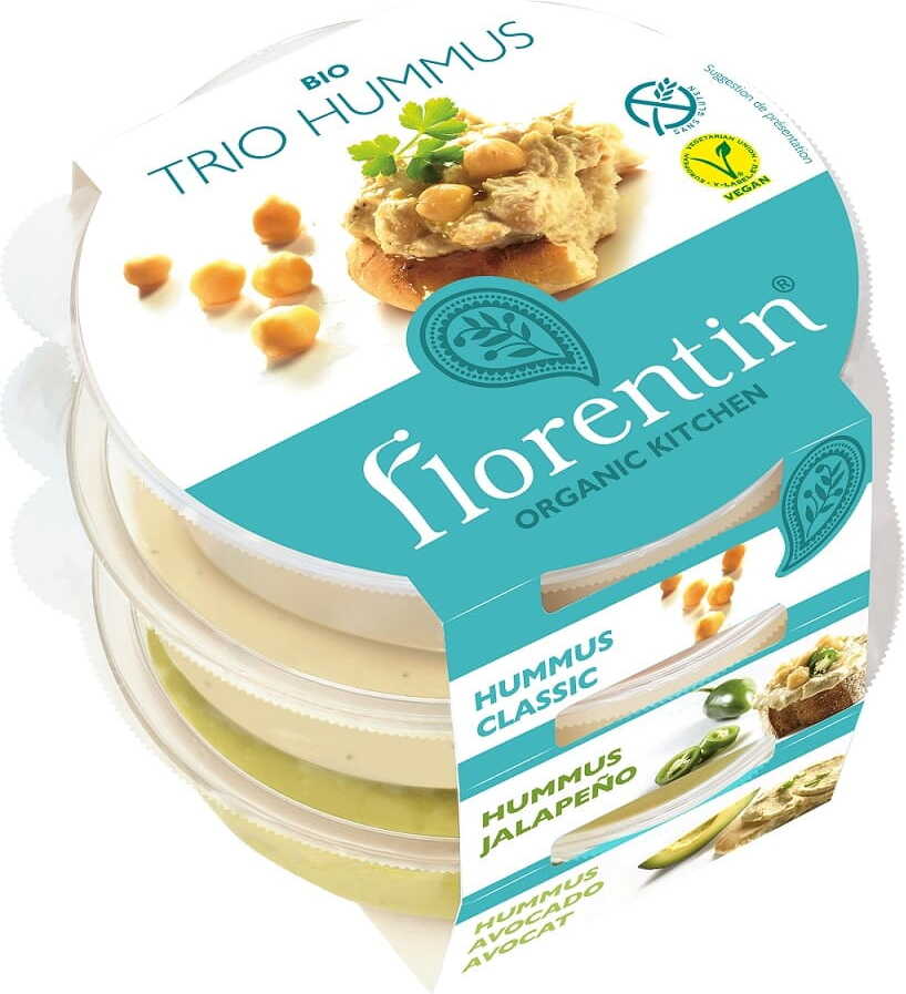 Trio de houmous sans gluten BIO 180 g (3 x 60 g) - FLORENTIN