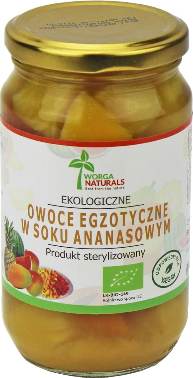 Fruits exotiques au jus d'ananas BIO 350 g (200 g) (pot) - WORGA NATURALS