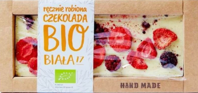 Chocolat blanc aux fraises et mûres BIO 53 g - CONFISERIE STAROPOLSKA