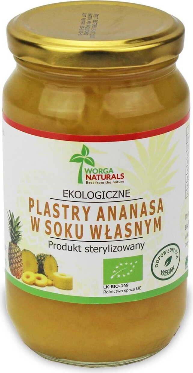 Tranches d'ananas dans leur jus BIO 350 g (200 g) (pot) - WORGA NATURALS