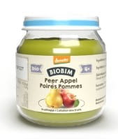 Purée de fruits 4 mois poire - pomme sans sucres ajoutés sans gluten demeter BIO 125 g - BIOBIM