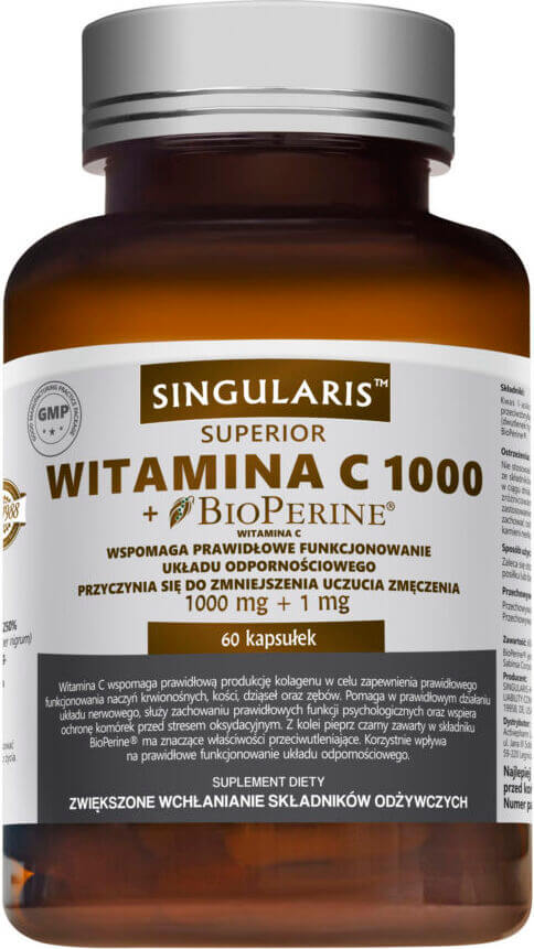 Vitamine C 1000 MG + biopérine 1 MG 60 gélules SINGULARIS