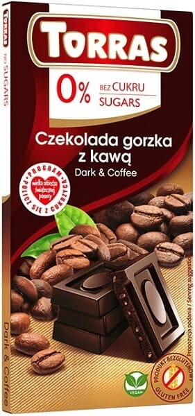 Chocolat amer au café noir & café 0% sucre sans gluten 75 g TORRAS