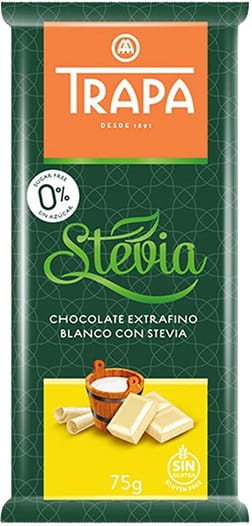 Chocolat blanc à la stévia 75g - TRAPA