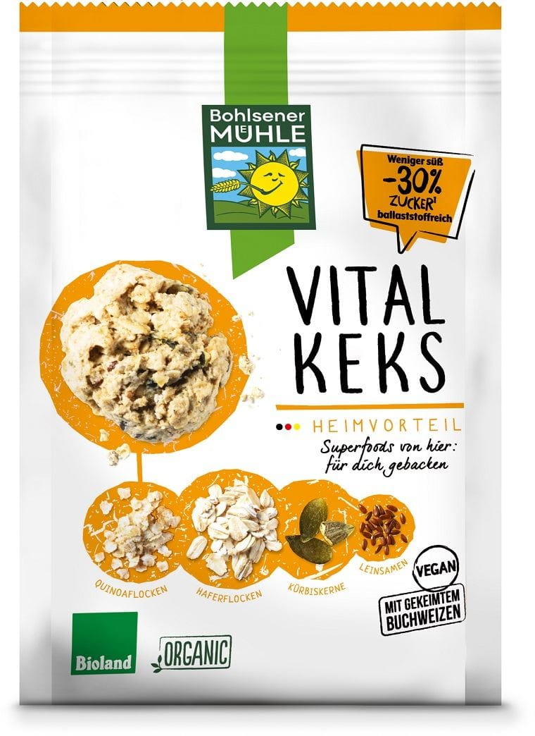 Biscuits à l'avoine avec quinoa graines de courge et graines de lin BIO 150 g - BOHLSENER MUEHLE