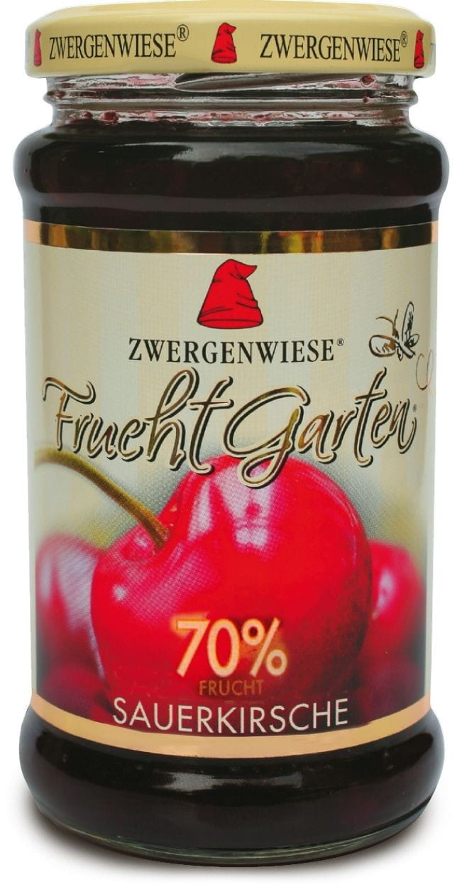 Mousse aux cerises (70% de fruits) sans gluten BIO 225 g - ZWERGENWIESE