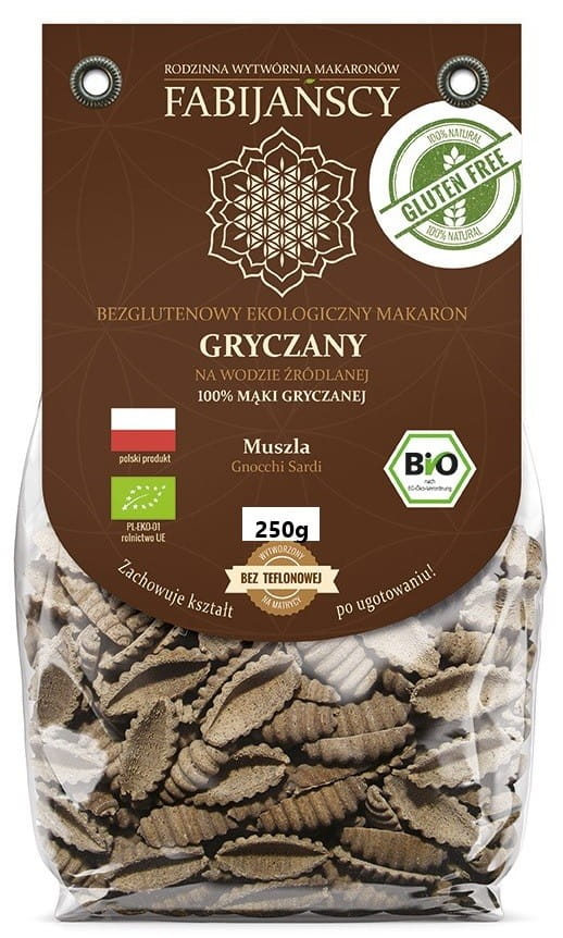 Coquille de pâtes de sarrasin gnocchi sardi sans gluten BIO 250 g FABIJAŃSCY