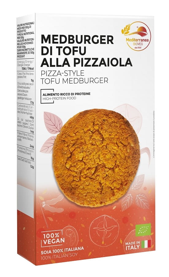 Burgers de tofu saveur pizza BIO 180 g - MEDITERRANEA