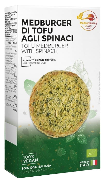 Burgers de tofu aux épinards BIO 180 g - MEDITERRANEA