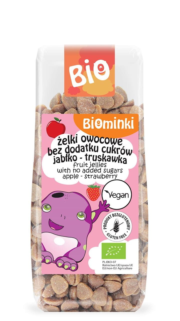 Pâtes de fruits sans sucre ajouté pomme - fraise BIO 150 g - BIOMINKI