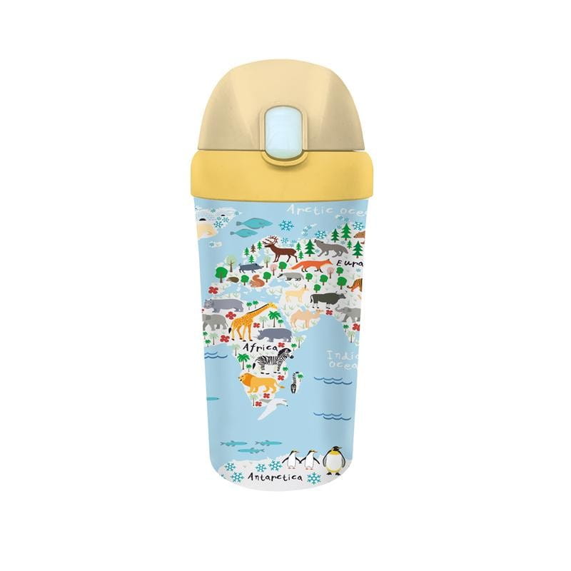 Gourde avec paille pour enfant en pla monde animalier 400 ml - CHIC - MIC