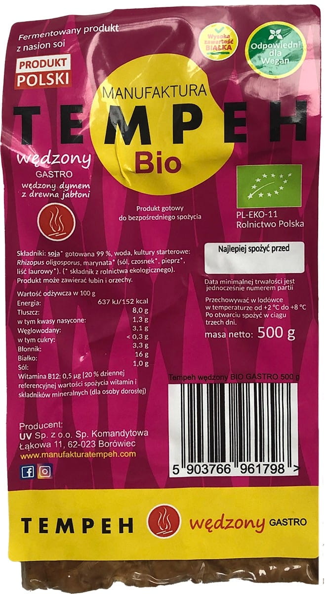 Tempeh fumé BIO 500 g - MANUFAKTURA TEMPEH