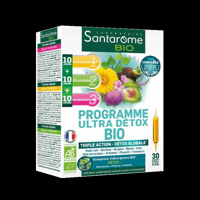 Formule support détox BIO en ampoules (30 x 10 ml) 300 ml - SANTAROME