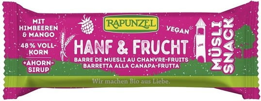Barre muesli aux graines de chanvre et fruits secs BIO 50 g - RAIPONCE