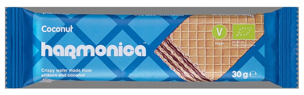 Gaufrette à la noix de coco et crème de cacao BIO 30 g - HARMONICA