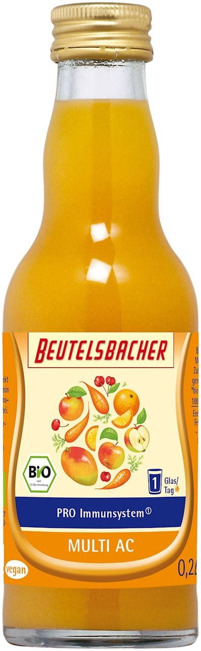 Fruit shot pomme - orange - mangue à la carotte BIO 200 ml - BEUTELSBACHER