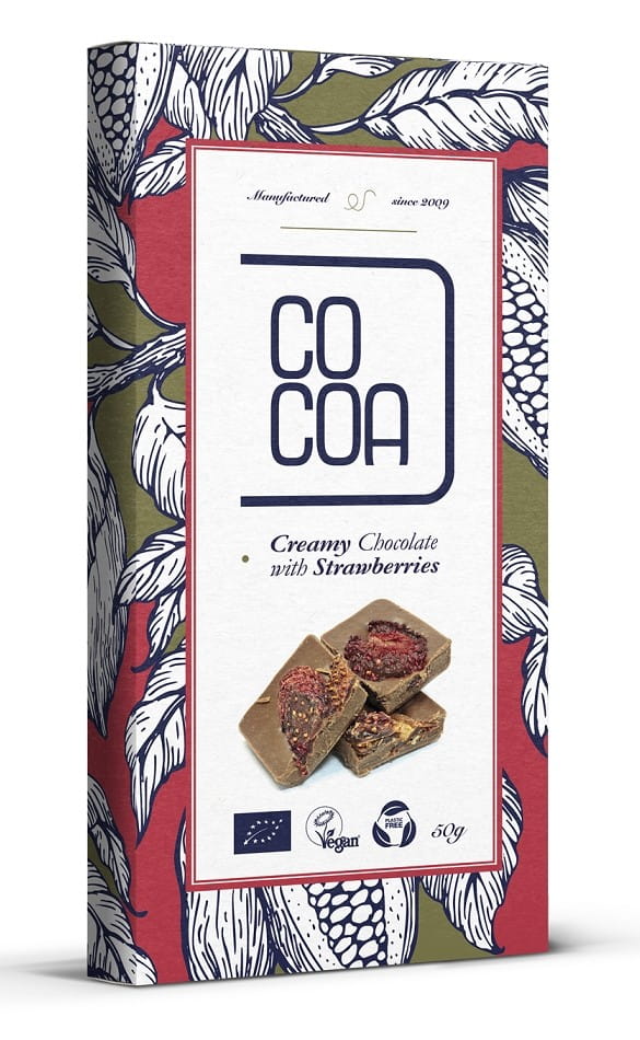 Chocolat crémeux aux fraises BIO 50 g - CACAO