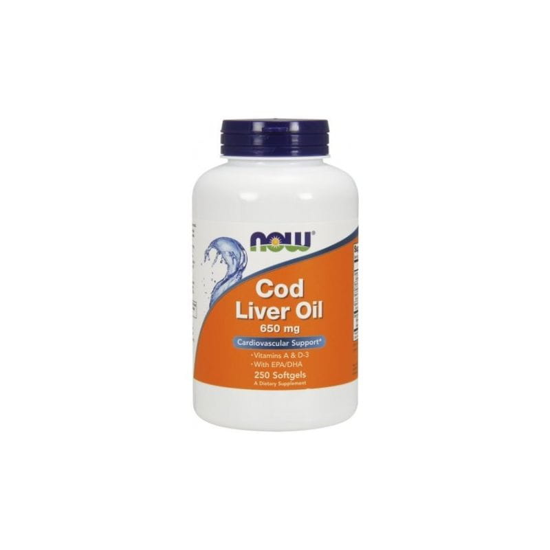 Huile de foie de morue tran 650 MG 250 gélules NOW FOODS