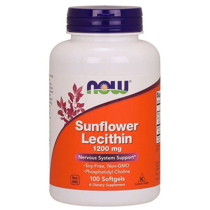 Lécithine de tournesol 1200 MG sans OGM 100 gélules NOW FOODS