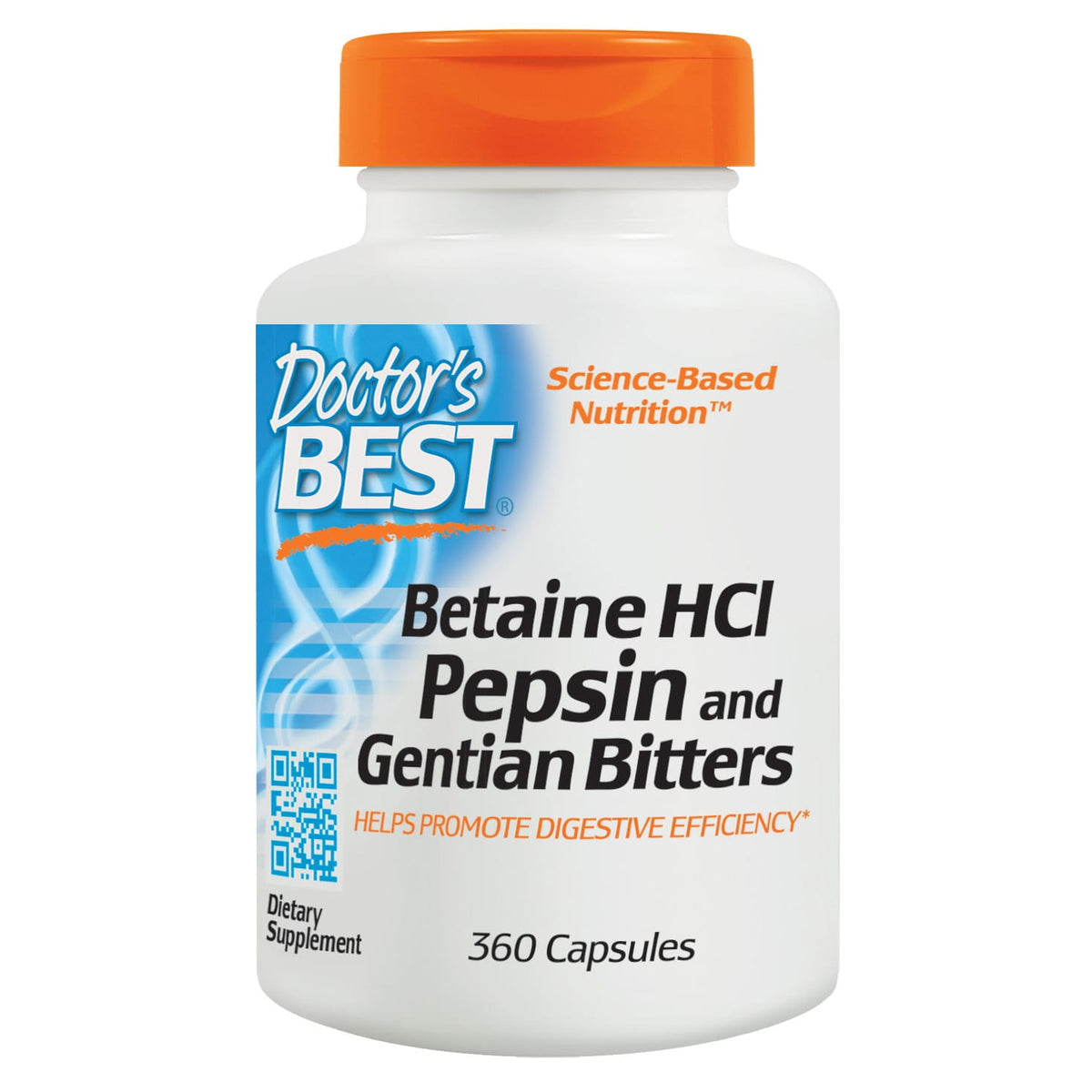 Bétaïne HCL et pepsine et racine de gentiane 360 gélules DOCTOR'S BEST