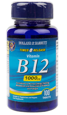 Vitamine B12 1000 mcg à libération prolongée 100 comprimés HOLLAND & BARRETT