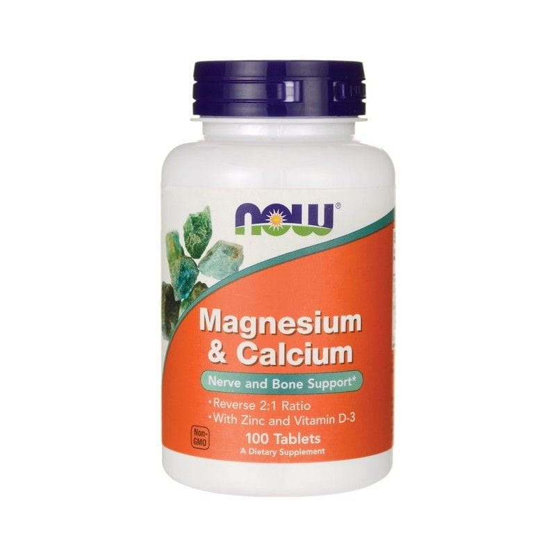 Magnésium, Calcium, Vitamine D3 et Zinc 100 comprimés NOW FOODS