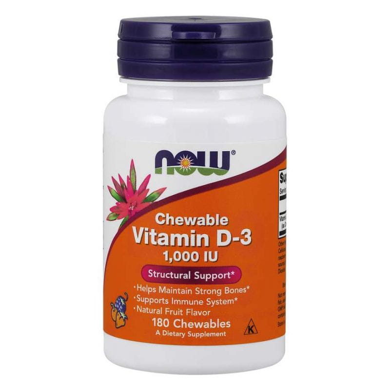Vitamine D3 1000 UI à croquer 180 comprimés NOW FOODS