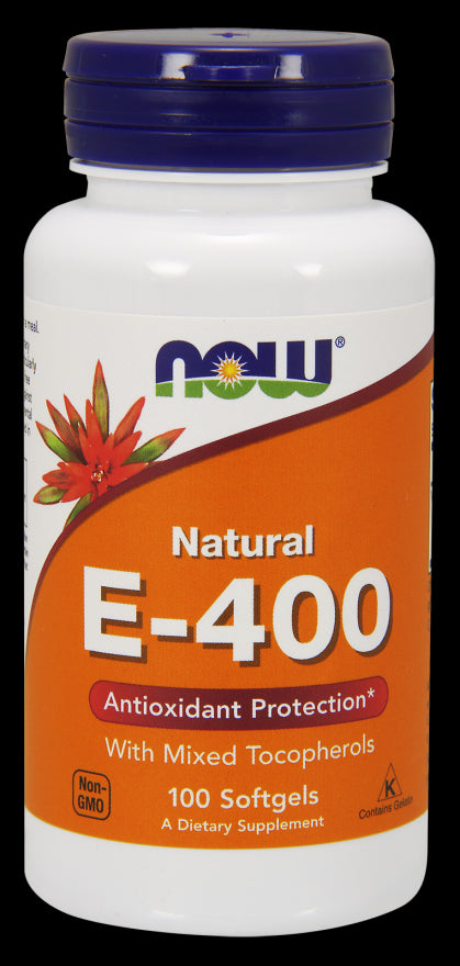 Vitamine E 400 avec un mélange de tocophérols 100 gélules NOW FOODS