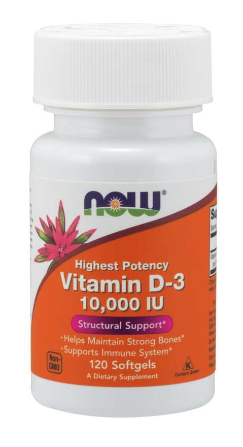 Vitamine D3 10 000 UI 250 mcg 120 gélules NOW FOODS