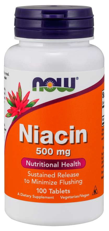 Vitamine B3 niacine niacine 500 MG 100 comprimés NOW FOODS