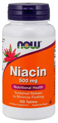 Vitamine B3 niacine niacine 500 MG 100 comprimés NOW FOODS