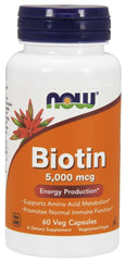 BioTIN biotine 5000 mcg 60 gélules NOW FOODS