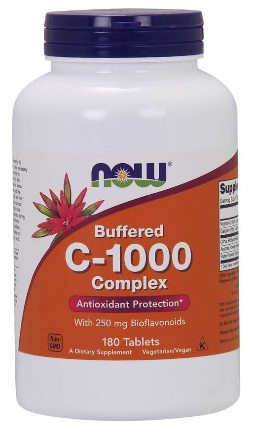 Vitamine C tamponnée C1000 et bioflavonoïdes d'agrumes 180 comprimés NOW FOODS