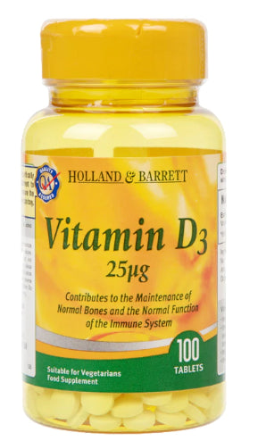 Vitamine D3 25 mcg 100 comprimés HOLLAND & BARRETT