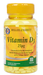 Vitamine D3 25 mcg 100 comprimés HOLLAND & BARRETT