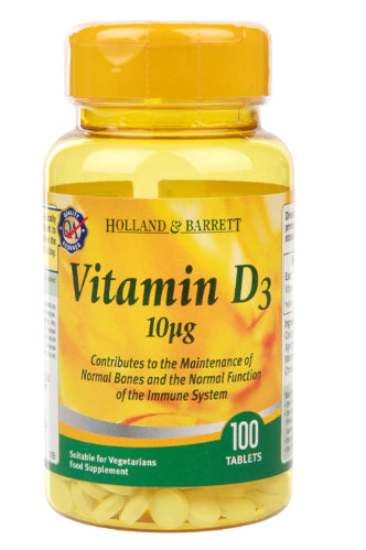 Vitamine D3 10 mcg 100 comprimés HOLLAND & BARRETT