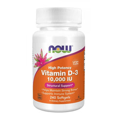 Vitamine D3 10 000 ui 250 mcg 240 gélules NOW FOODS