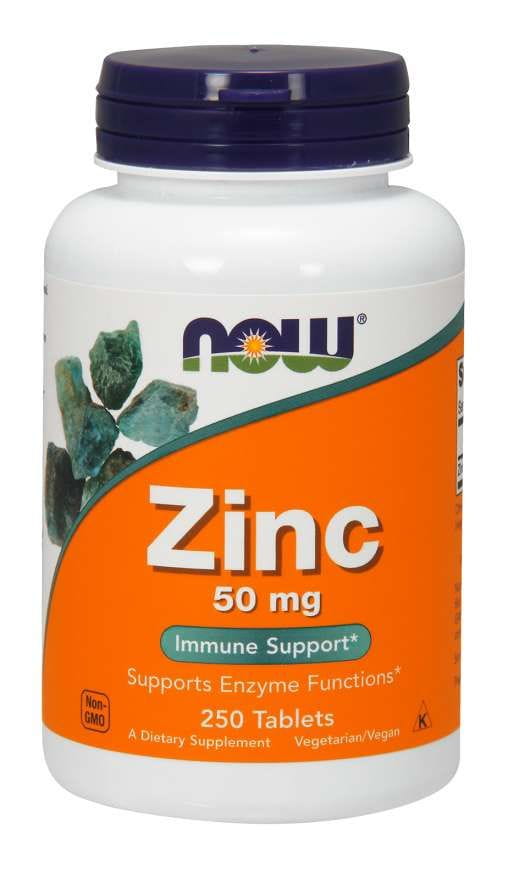 Zinc 50 MG Gluconate de Zinc 250 Comprimés NOW FOODS