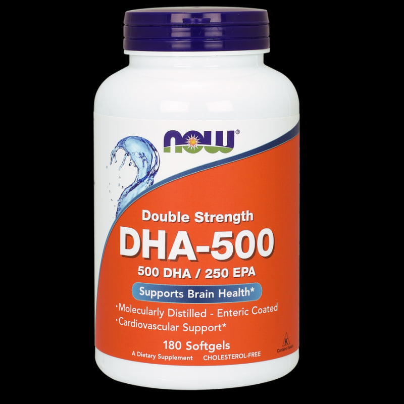DHA 500 DHA 250 EPA Acide docosahexaénoïque 500 MG 180 gélules NOW FOODS