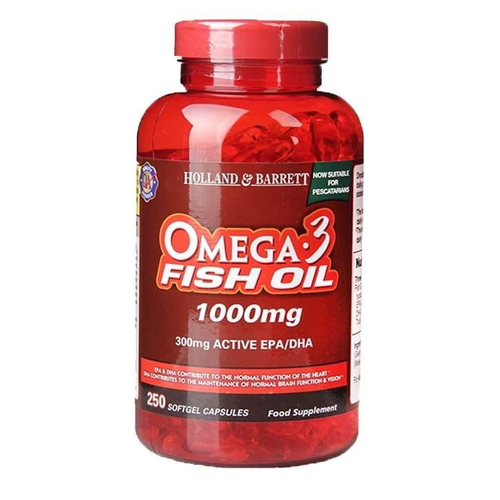 Huile de poisson OMEGA 3 1000 MG 250 gélules HOLLAND & BARRETT